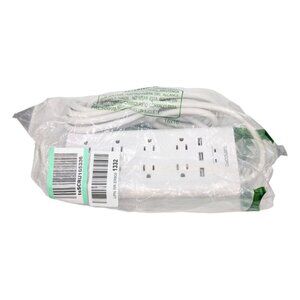 Wandofo Surge Protector Power Strip 8 Outlet 3 USB White 12' Cord Mountable